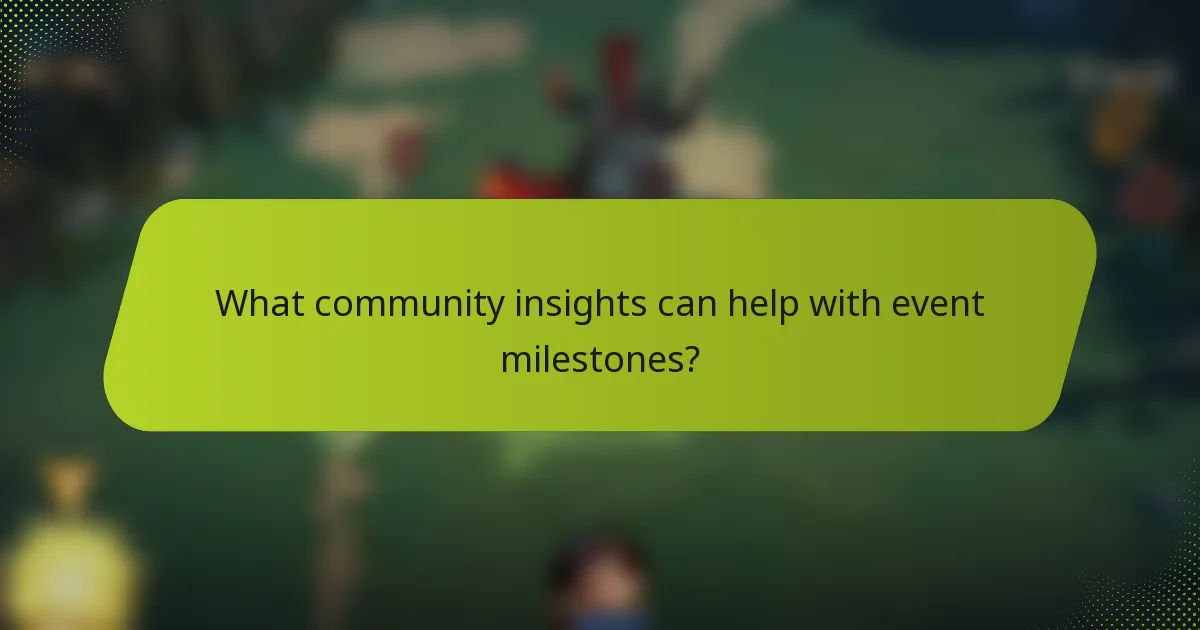What community insights can help with event milestones?